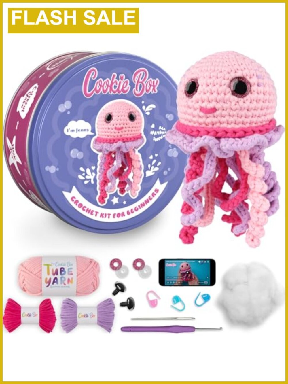 Crochet Kit for Beginners Jellyfish Amigurumi Complete Learn to Crochet